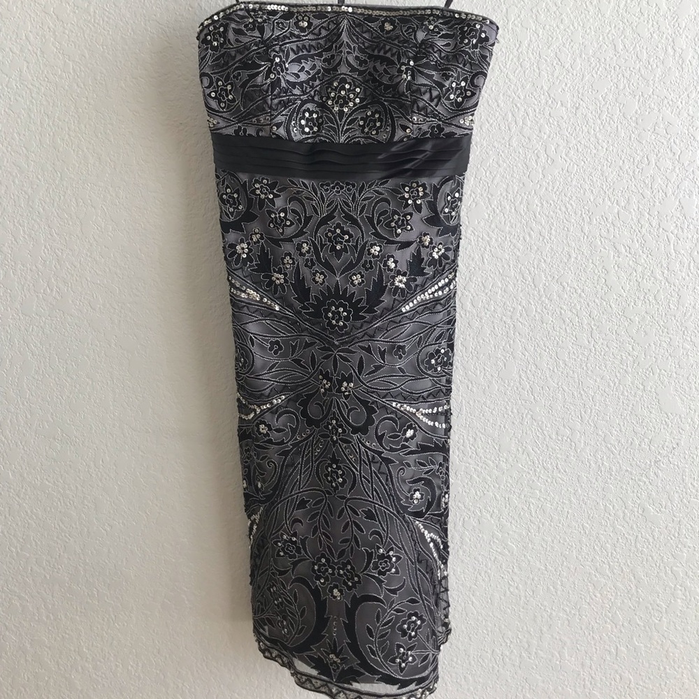 Sue Wong Black Sequin Strapless Cocktail Dress 4
